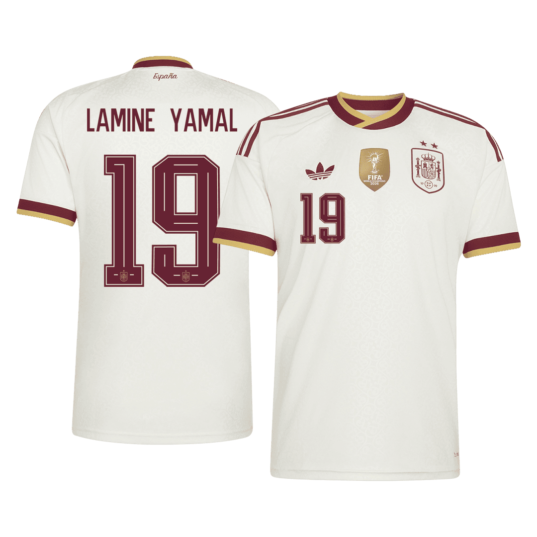 Camiseta LAMINE YAMAL #19 Spain 2026 Segunda Equipación Copa del Mundo - Versión Hincha
