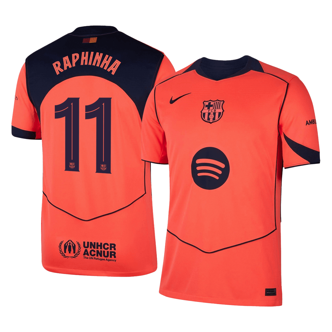 UCL Camiseta Raphinha #11 Barcelona 2025/26 Tercera Equipación - Versión Hincha